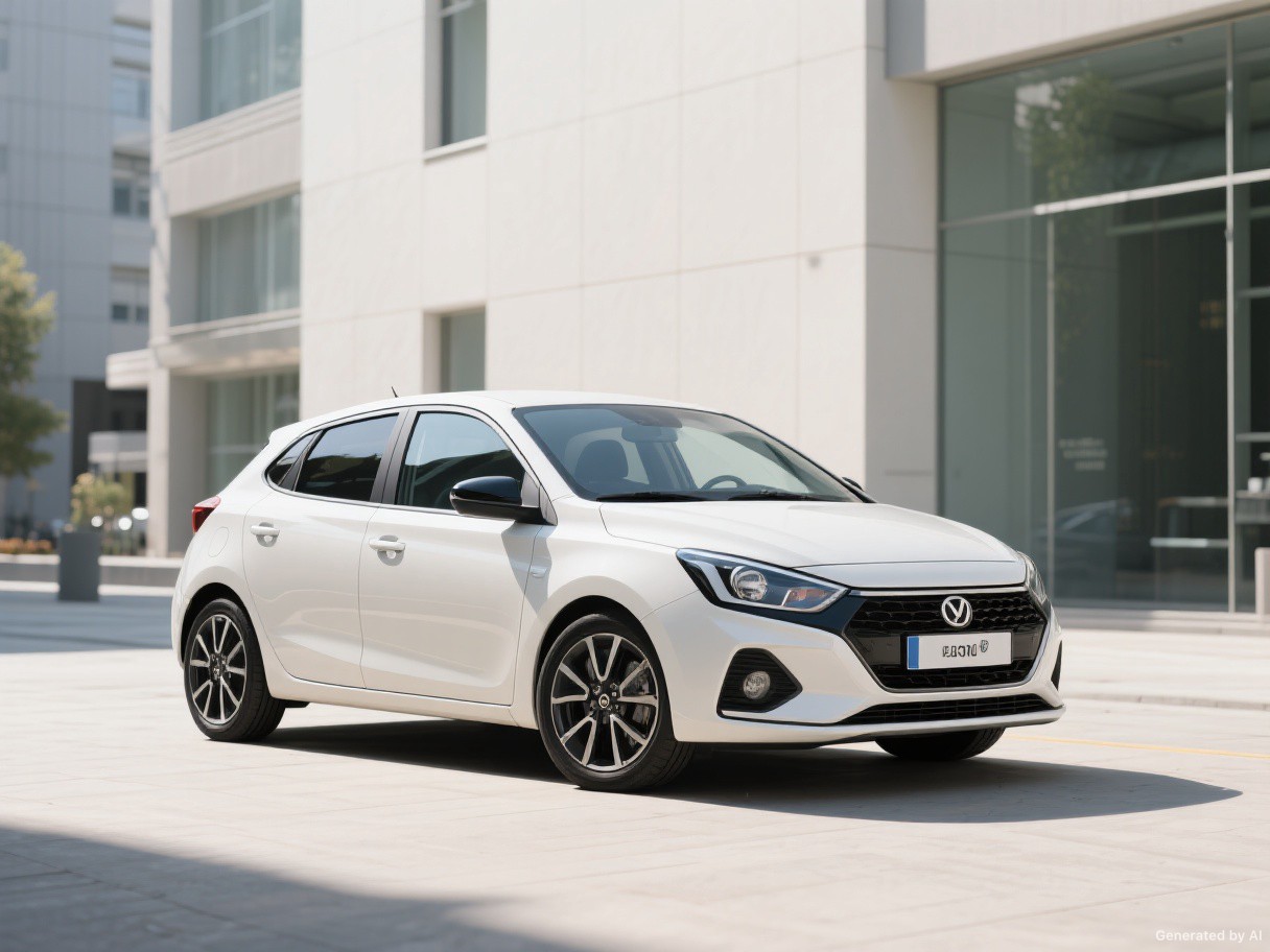 Efficient compact cars and sedans in an urban setting.