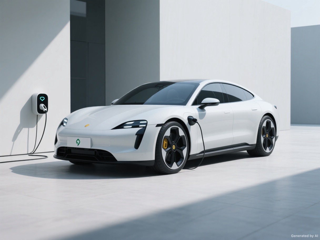 A modern electric car charging.