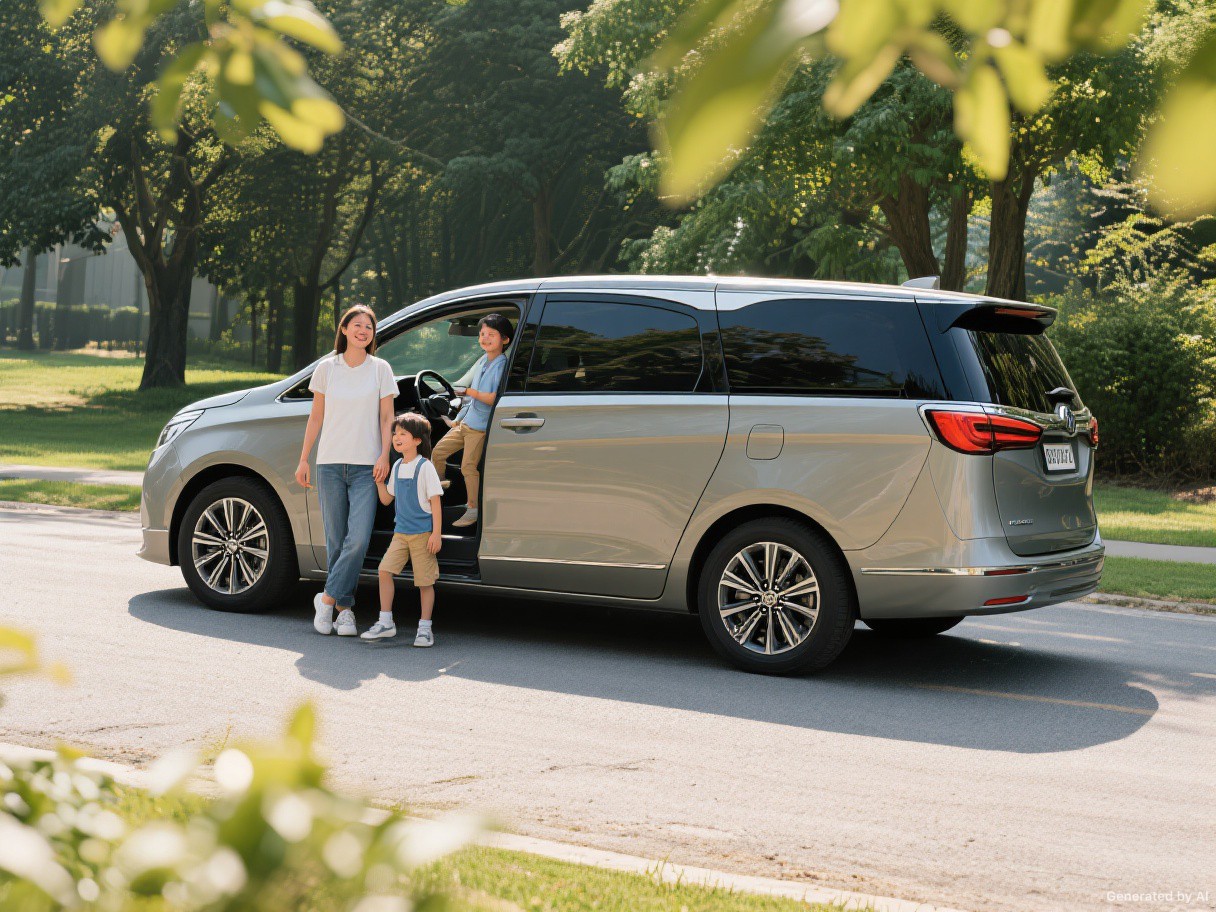 A minivan in a family travel setting.